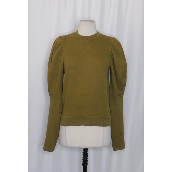ULLA JOHNSON Philo Pullover Fatigue Green Puff Sleeves Pullover Size P X-Small - Picture 3 of 15